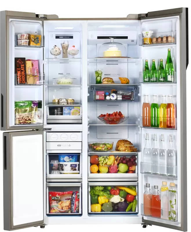 HRT-683KWG-P 598 L 3 Star Inverter Frost Free Side By Side Door Refrigerator