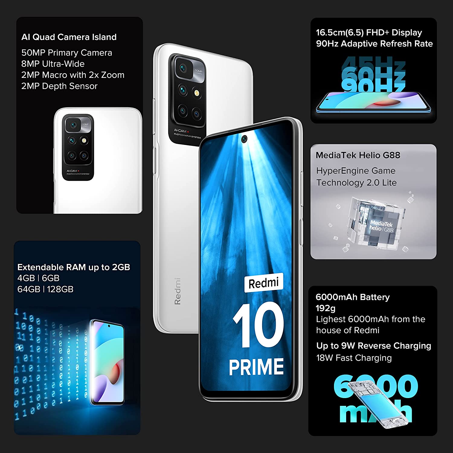 Redmi 10 Prime 4 GB RAM 64 GB Storage White