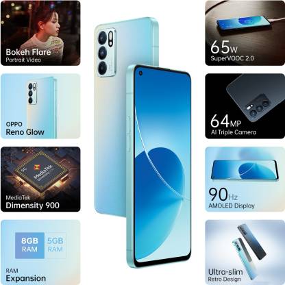 OPPO Reno6 5G 8 GB RAM 128 GB Storage Blue