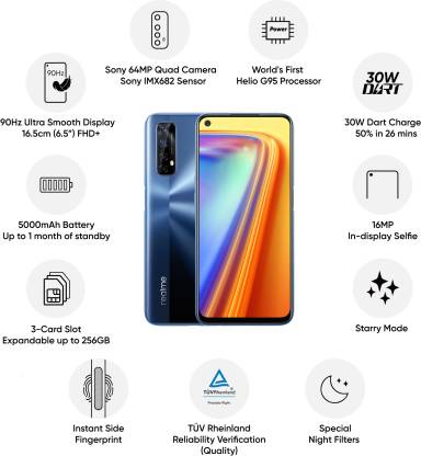 7 6 GB RAM 64 GB Storage Blue