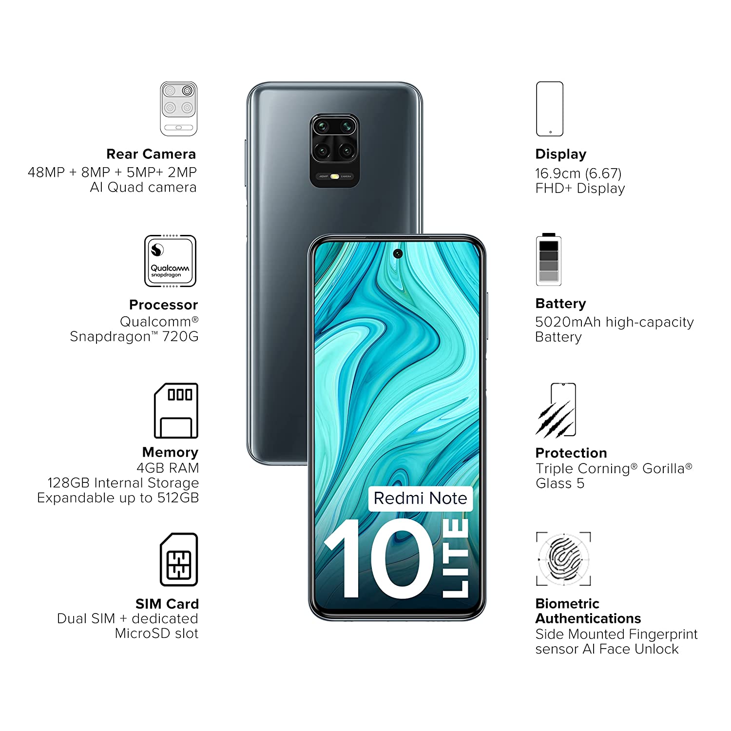 Redmi Note 10 Lite 4 GB RAM 64 GB Storage Black