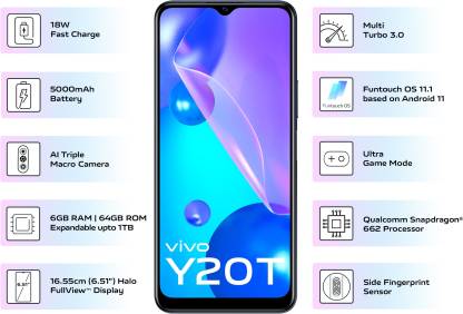 Y20T 6 GB RAM 64 GB Storage Black