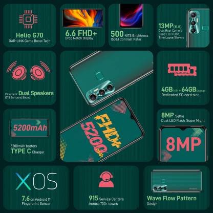Hot 11 4 GB RAM 64 GB Storage Green